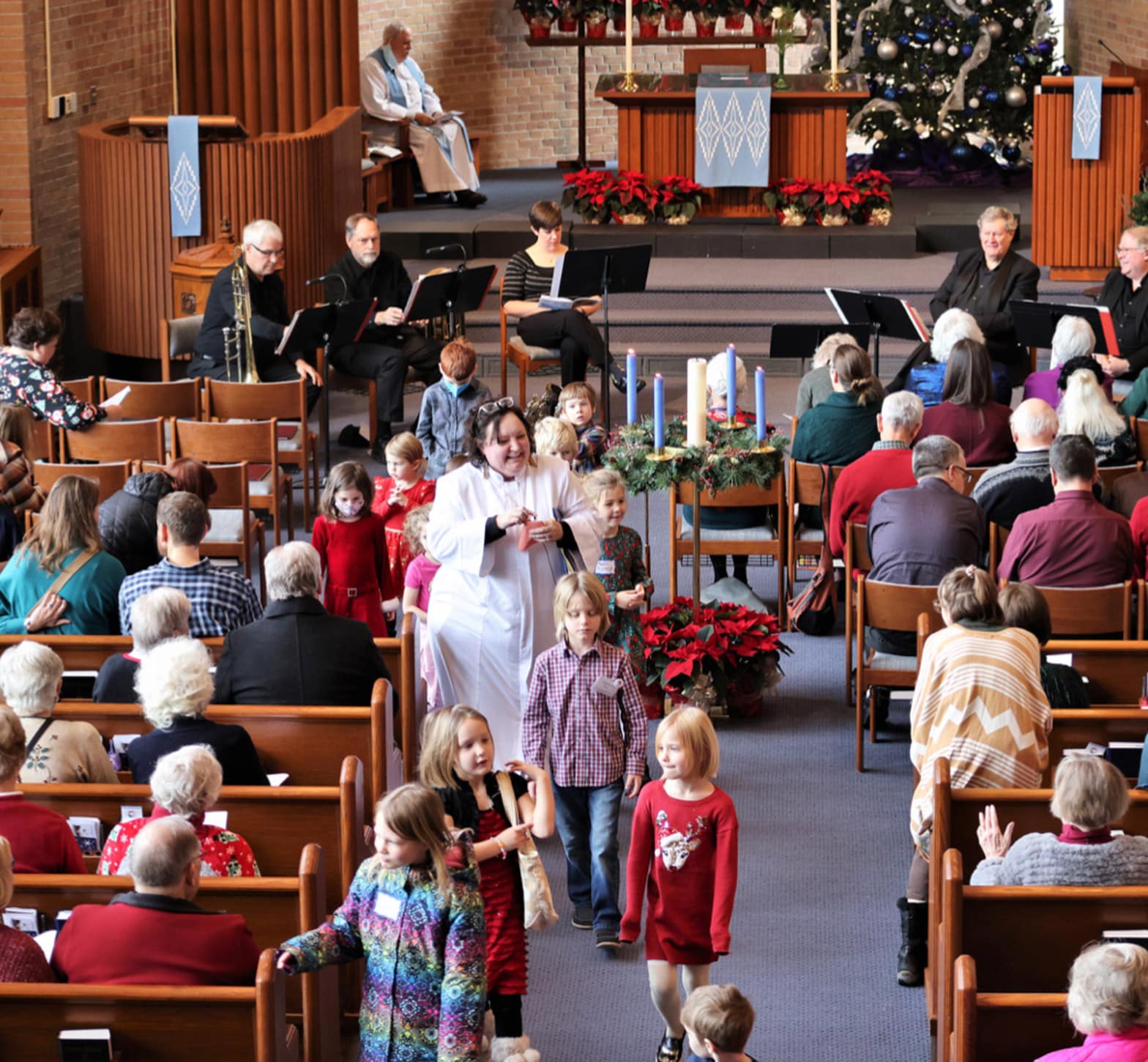 children at church service